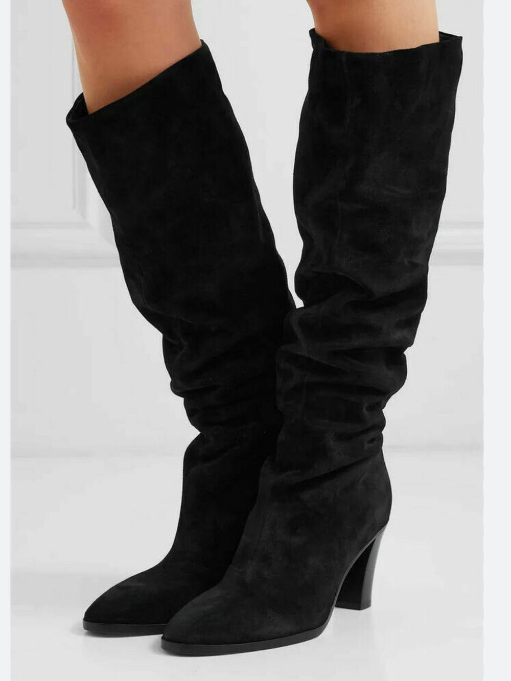 Vince Casper Black Suede Slouch Knee-High Boots 8